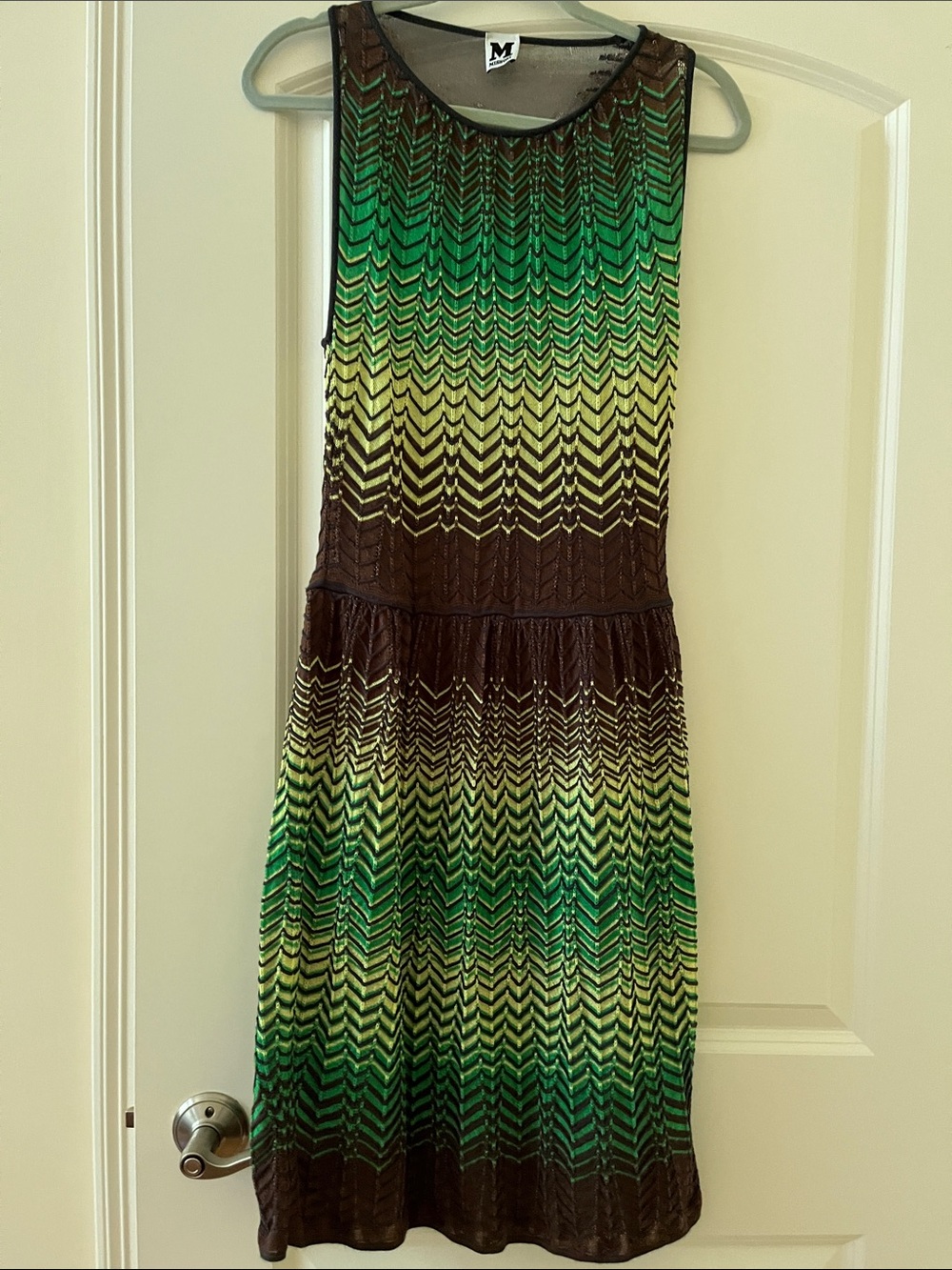 Missoni Green & Brown Chevron Knit Shell